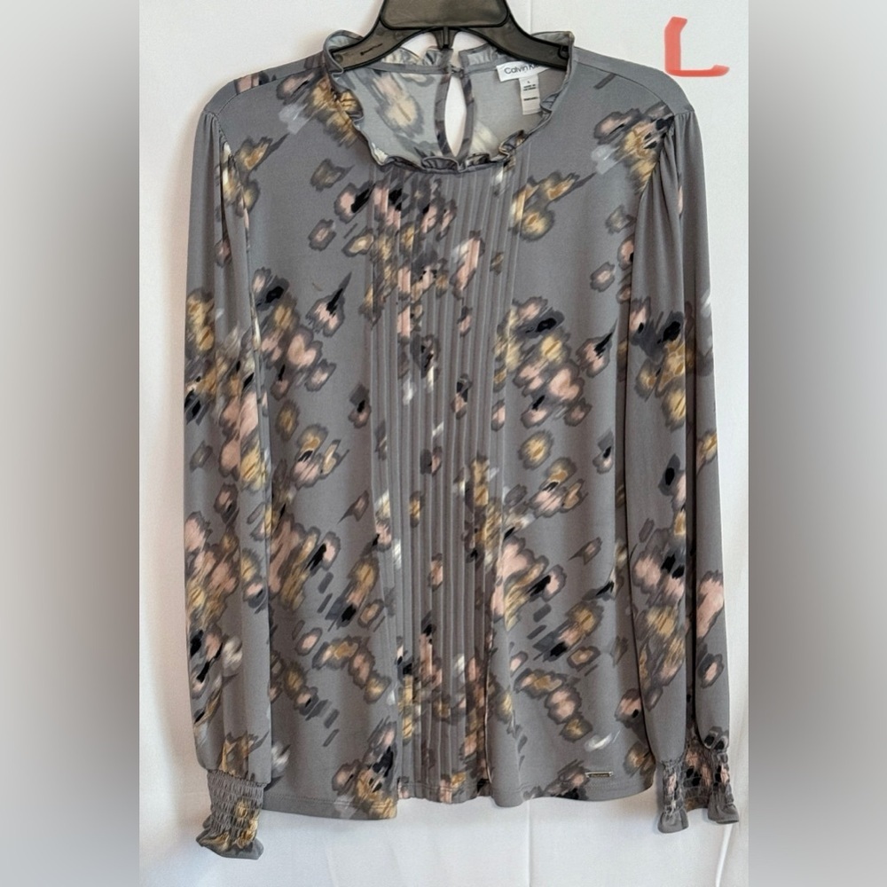 Calvin Klein Gray Floral Women's Blouse